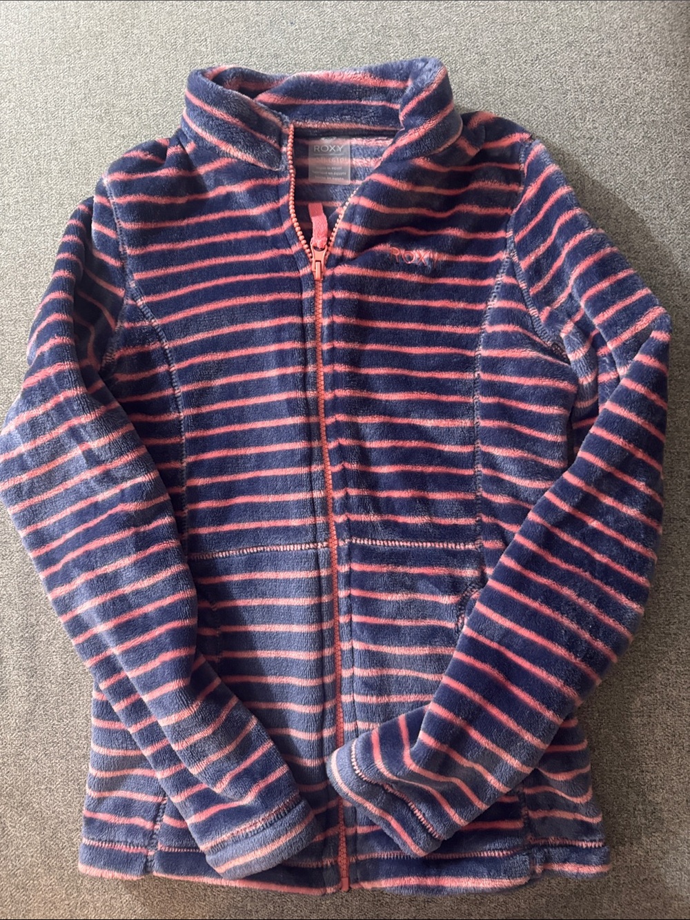 3/$15- Roxy Girls Navy and Pink Striped Fleece